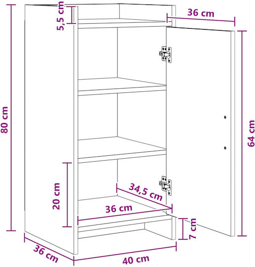 Dulap De Depozitare Metalic L40xLț36xÎ80cm