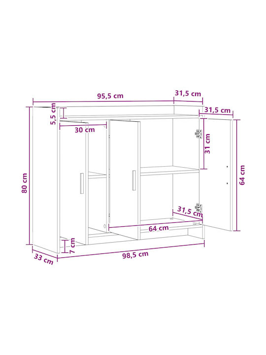 Metal Storage Cabinet L98.5xW33xH80cm