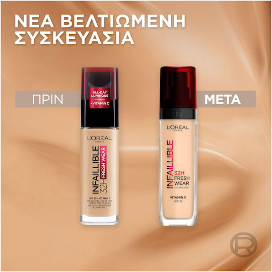 L'Oreal Paris Infaillible 32H Fresh Wear Liquid Foundation 145 Rose Beige 30ml