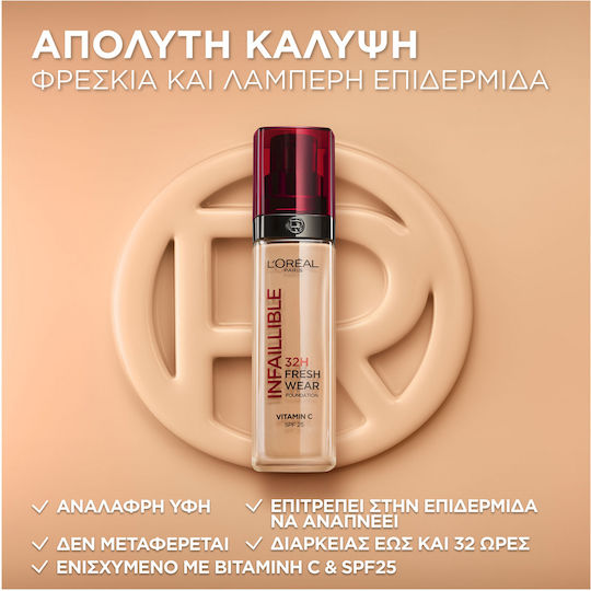 L'Oreal Paris Infaillible 32H Fresh Wear Liquid Foundation 15 Porcelain 30ml