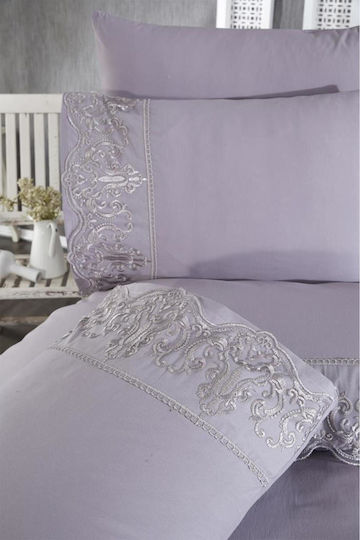 SteweHome Duvet Cover Set 200x220cm Double With 2 Pillowcases Gray