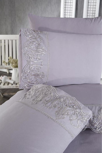 SteweHome Duvet Cover Set 200x220cm Double With 2 Pillowcases Gray