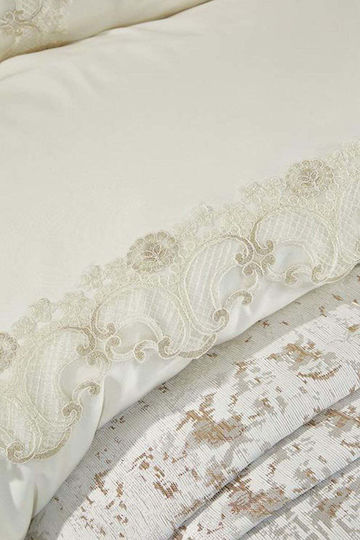 SteweHome Duvet Cover Set 200x220cm Double With 2 Pillowcases Beige