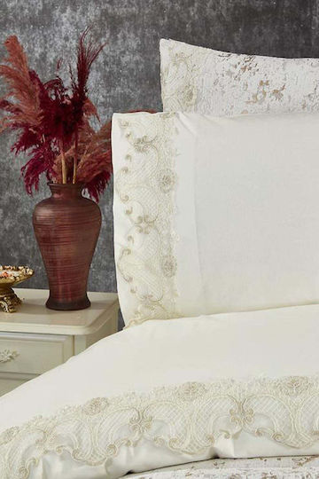 SteweHome Duvet Cover Set 200x220cm Double With 2 Pillowcases Beige