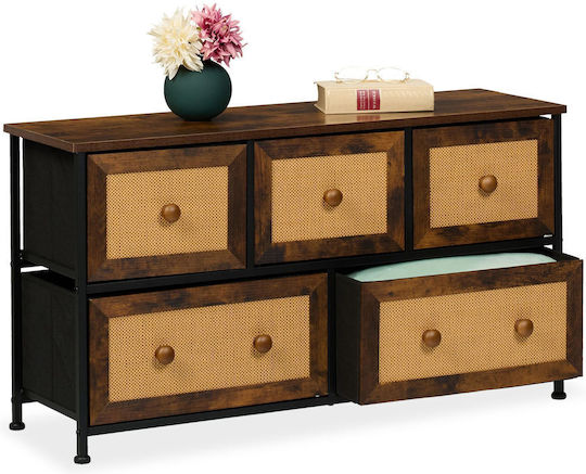 Storage Drawers from Wood Metal & Fabric L100xW32.5xH54.5cm