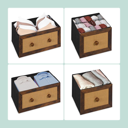 Storage Drawers from Wood Metal & Fabric L100xW32.5xH54.5cm