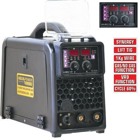 Helix Synergy S Mini MIG-140 Welding Machine MAG MIG MMA with Maximum Welding Current 140A and Duty Cycle 60%
