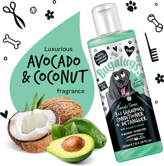 3 1 Hundeshampoos & Conditioner Avocado & Kokosnuss für Welpen 250ml