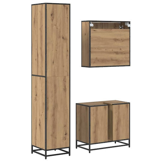 vidaXL Vanity Unit with Sink Mirror & Column M35xL37.5xH188.5cm Artisan Oak