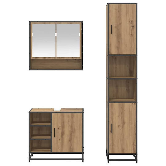 vidaXL Vanity Unit with Sink Mirror & Column M35xL37.5xH188.5cm Artisan Oak