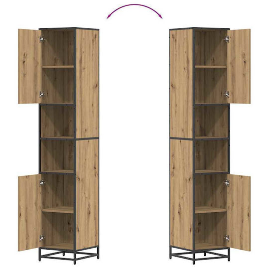 vidaXL Vanity Unit with Sink Mirror & Column M35xL37.5xH188.5cm Artisan Oak