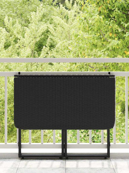 Table for Small Outdoor Spaces Rattan Foldable Black 90x51x75cm