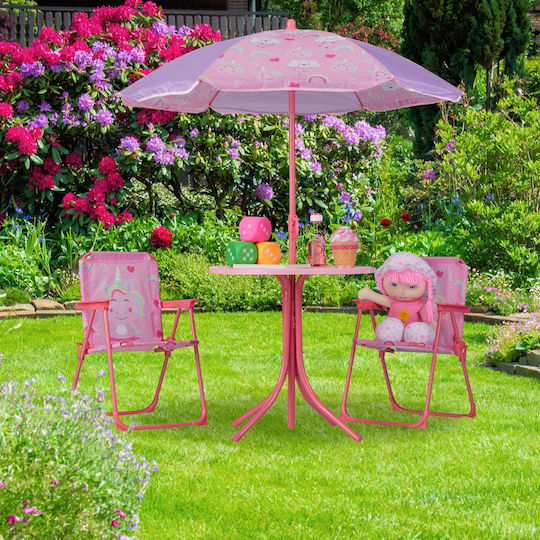 Relaxdays Παιδική Καρέκλα Παραλίας Ροζ 51.5x37.5x36εκ.