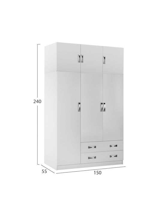 Carly Dulap Triplu cu Loft Alb 150x55x240cm