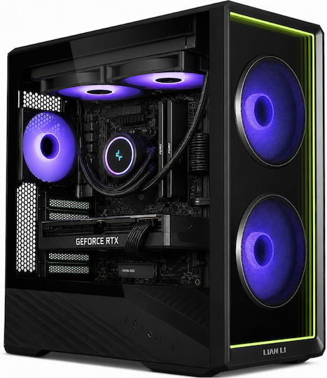 Vengeance DarkGrid-V7 Lian-Li Edition Gaming Desktop PC (Ryzen 7-8700F/16GB DDR5/1TB SSD/Radeon RX 9060 XT/No Operating System) and MSI PRO MP272PMG IPS Monitor