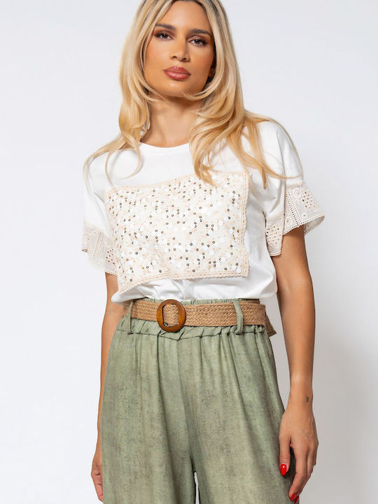 Damen Bluse Baumwolle mit Spitze Zaharí