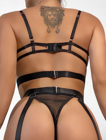 Roza Rz2043 Sexy Σετ Εσωρούχων Ζαρτιέρα Αλυσίδες & Garter Belt Μαύρο
