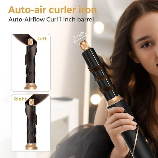 6in1 Ceramic Electric Hair Brush with Air for Hair Straightening and Curls 1000W