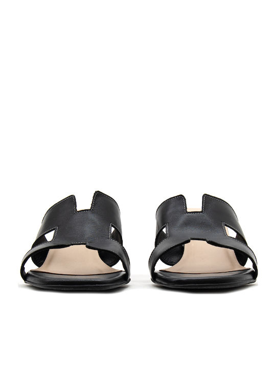 Bacali Collection Δερμάτινα Πέδιλα Μαύρα