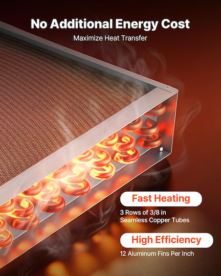 Water to Air Heat Exchanger Vevor Heat Exchanger Coil Hvac Fins 559 x 559 mm Copper Tubes Aluminum Fins Output 190k Btu Outdoor Wood Stove Hydronic Heating Cooling Systems