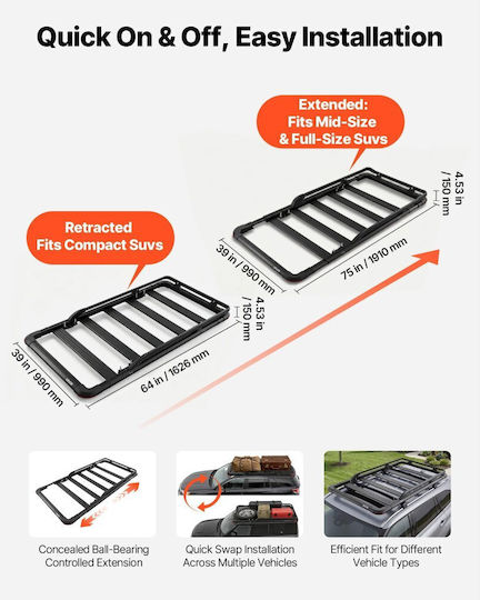 Vevor Raft de Acoperiș Auto din Aluminiu