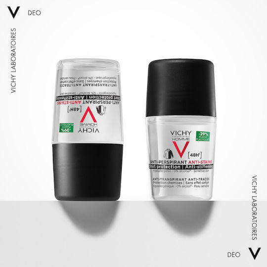 Vichy Homme Anti-Stains Roll-On Against White & Yellow Stains Deodorant 48h Roll-On 50ml
