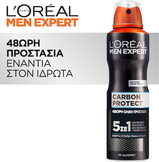 L'Oreal Paris Men Expert Carbon Protect 4 σε 1 Αποσμητικό 48h σε Spray 150ml