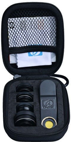 Apexel Apl-dg5 Mobile Lens Kit 5 in 1 Fisheye Wide Macro Telescope CPL Smartphones Tablets