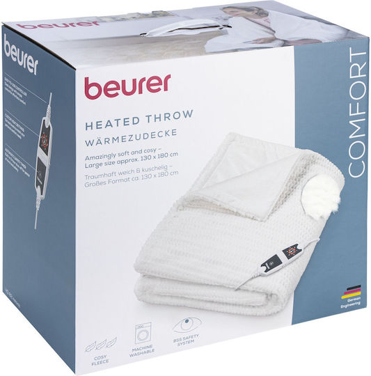 Beurer HD 82 Helsinki Semi-Doppel Elektrische Bettdecke Waschbar mit Timer Weiße 130x180cm