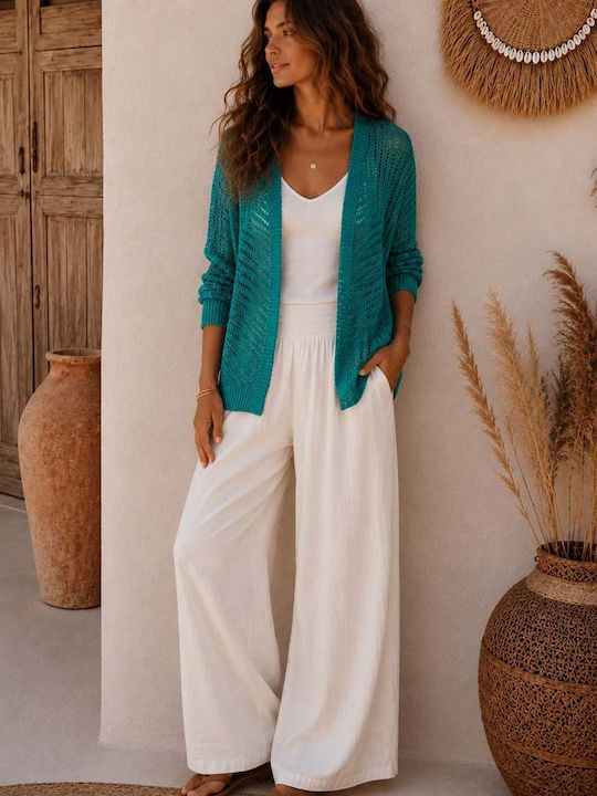 Cardigan Lung Tricotat Pentru Femei Emerald