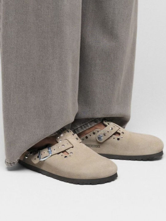 Birkenstock Γυναικεία Δερμάτινα Σαμπό Μπεζ Birkenstock Γυναικεία Δερμάτινα Σαμπό Μπεζ