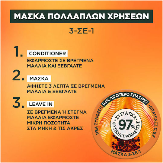 Garnier Fructis Papaya Hair Food Μάσκα Μαλλιών για Επανόρθωση 400ml