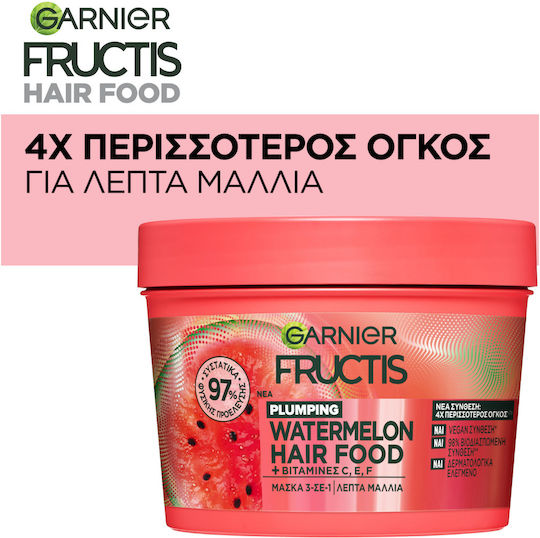 Garnier Fructis Plumping Watermelon Hair Food Hair Mask for Strengthening 400ml
