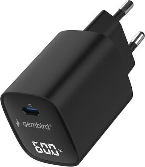 Gembird Зарядно Устройство Без Кабел с USB-C Порт 60W Power Delivery / Quick Charge 3.0 Черен (TA-UC-1C-PD60LCD-01-BK)