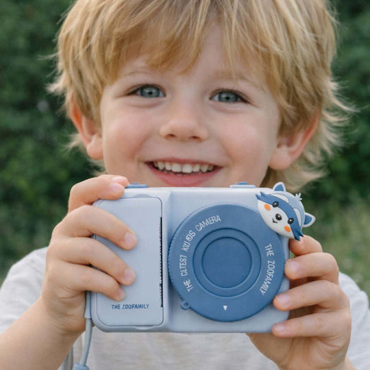 The Zoofamily Zoo Print Raccoon Kids Compact Camera 4.8MP with Thermal Printing Gray