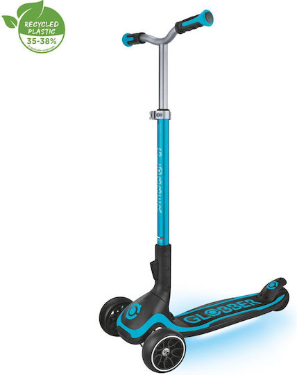 Globber Kinderroller Klappbar Ultimum Lights 3-Rad mit LED-Beleuchtung für 5+ Jahre Türkis