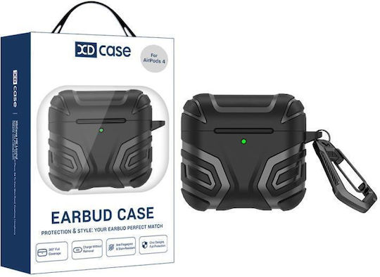 Earbuds Case Tpu Dark Pattern AirPods 4 Xdcase Carabiner Black