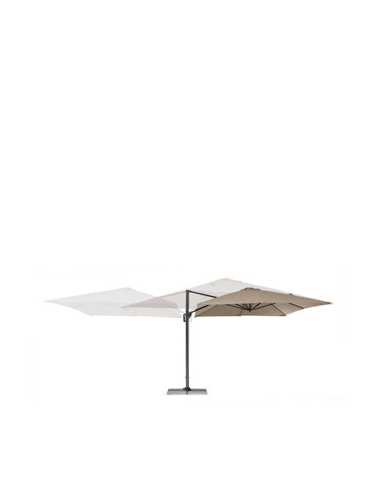 Hängender Quadratischer Aluminium Garten- und Terrassen-Sonnenschirm Porto Grau 4x3xHöhe 2,5 m