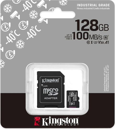 Kingston Industrielle microSDHC 128GB Klasse 10 A1 Pslc + SD Adapter