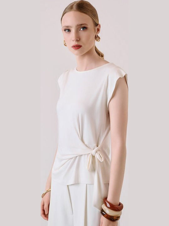 Women's Short Sleeve Blouse Ecru