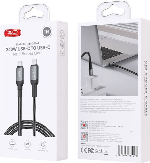 Xo Design Nb-q264a Data Charging Cable Usb-c To Usb-c 240w 1m Black