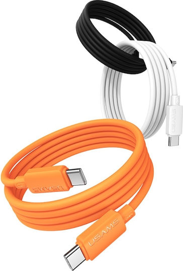 Usams USB 2.0 Cable USB-C Male - USB-C 60W Orange 1m SJ787USB03