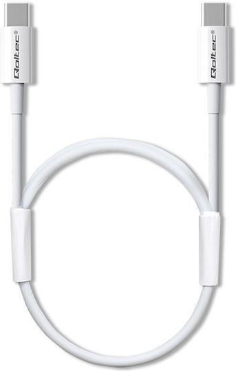 Qoltec USB 2.0 Cable USB-C male - USB-C 60W PD Λευκό 1.5m 52360