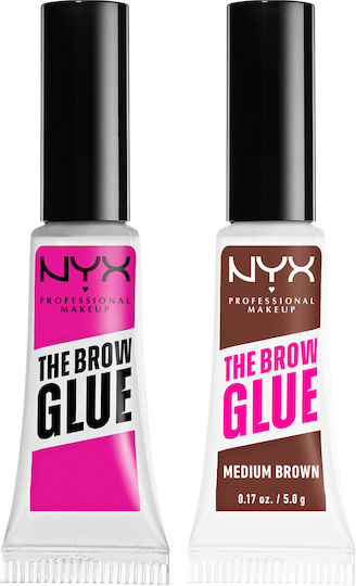 NYX Professional Makeup The Brow Glue Σετ Μακιγιάζ Φρυδιών Medium Brown