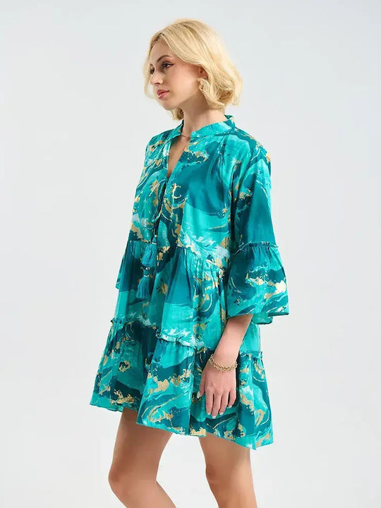 Ble Resort Collection Кафтан Плажен Тюркоазен/Златен