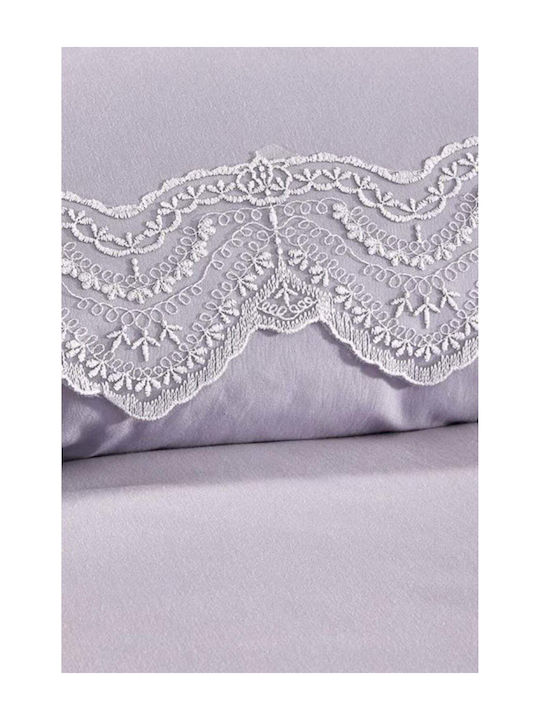 SteweHome Σετ Παπλωματοθήκη 200x220cm Διπλή με 4 Μαξιλαροθήκες Γκρι