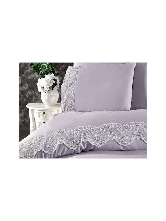 SteweHome Σετ Παπλωματοθήκη 200x220cm Διπλή με 4 Μαξιλαροθήκες Γκρι