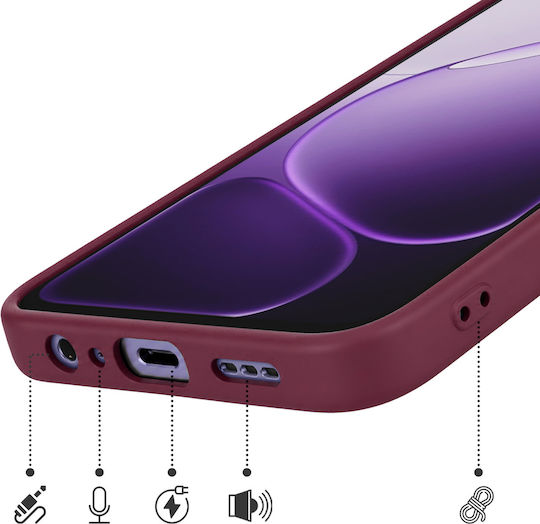 Avizar Калъф Oppo A6x Мек На Допир Силиконов Бърз Калъф Серия Бордо
