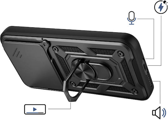 Avizar Handyhülle Xiaomi 17 Ring Stand Schiebe Kameraabdeckung Schwarz