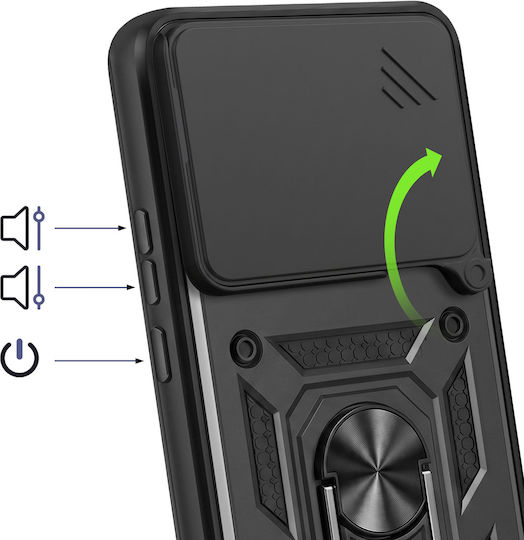 Avizar Handyhülle Xiaomi 17 Ring Stand Schiebe Kameraabdeckung Schwarz